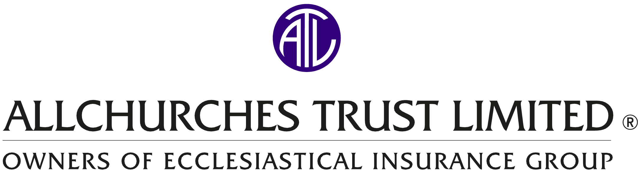 logo with dark purple circle and 'allchurches trust limited' written underneath