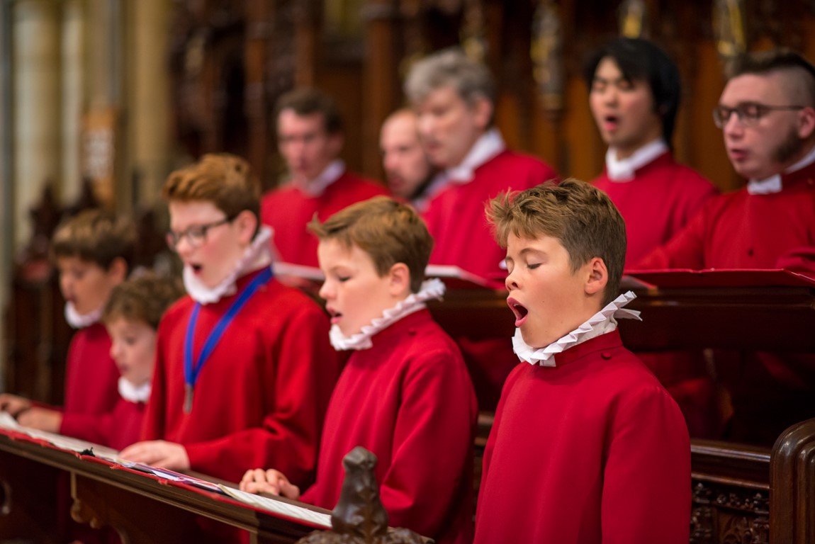 Choirboys from Truro Cathedral Choir singing